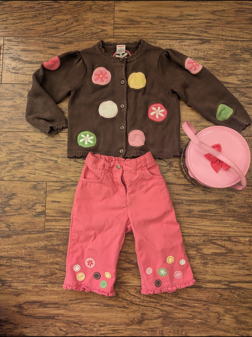Gymboree Tea For Two Cardigan, Pants, And Purse Set